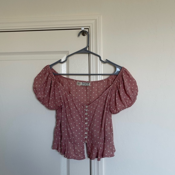 Pink polka dot crop top - Picture 1 of 3